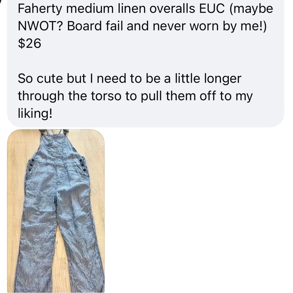 Faherty Women's Blue and White Linen Overalls